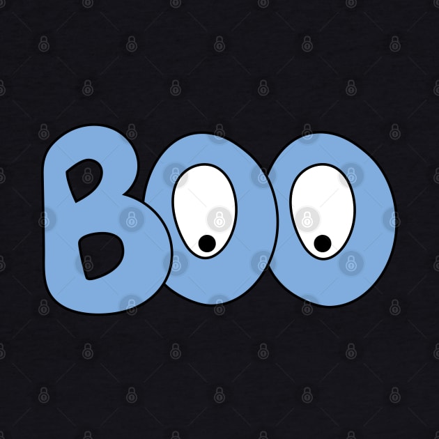 BOO text art cartoon eyes blue bubble letters by Angel Dawn Design